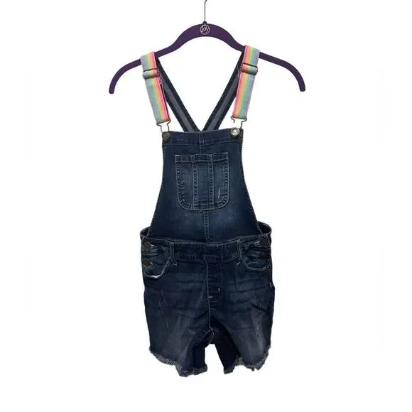 Justice Denim Shortalls with Rainbow Straps - Picture 3 of 10